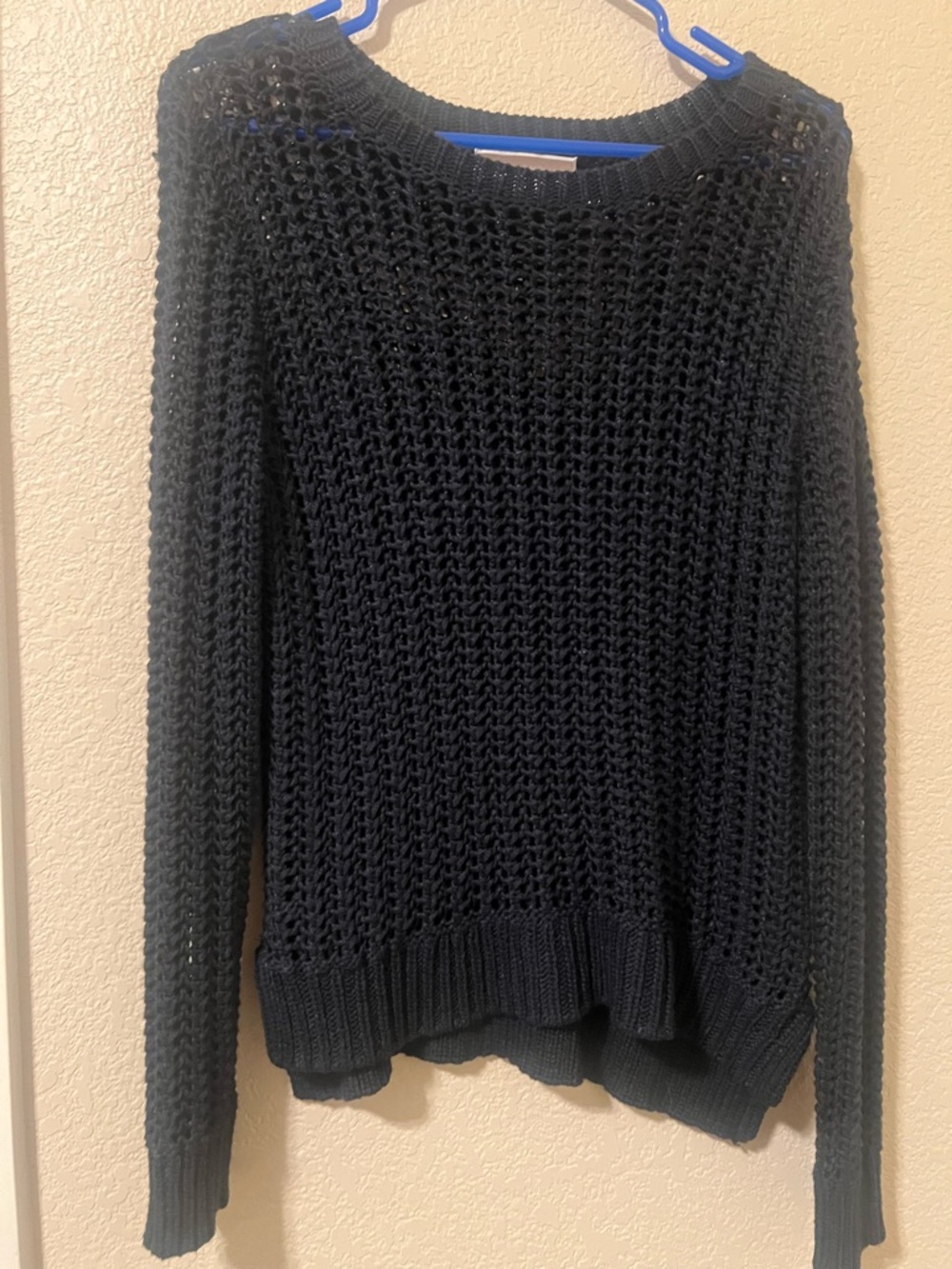 Michael Kors Black Open-Weave Crewneck Sweater
